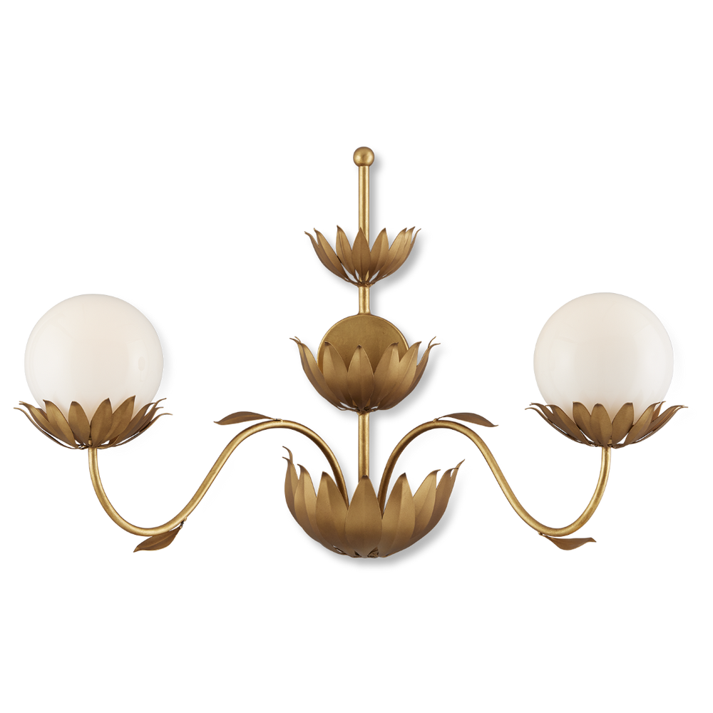 Mirasole Gold Wall Sconce - Nostalgic Ice Cream Parlor Design with Elegant Gold Leaf Finish