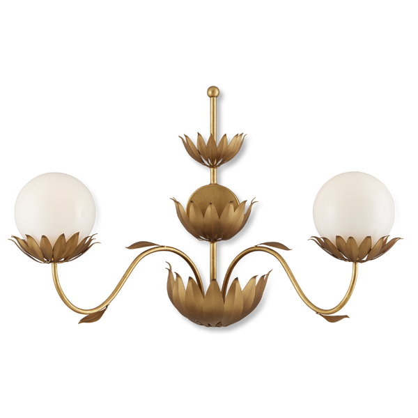 Mirasole Gold Wall Sconce - Nostalgic Ice Cream Parlor Design with Elegant Gold Leaf Finish