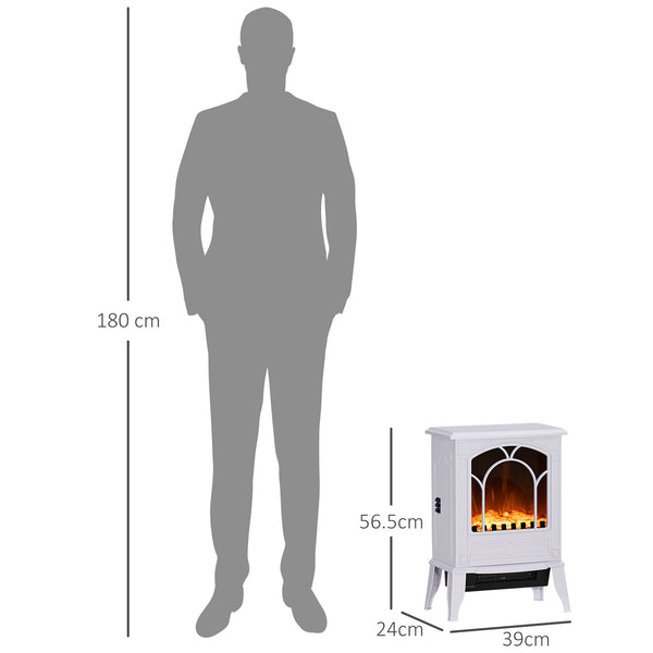 English Elm Homcom 22" Electric Fireplace Stove With Realistic Flame, Adjustable Heat & Safety Features In White W2225P249860