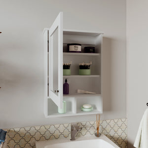 English Elm Medicine Compact Wall Cabinet with Mirror Door, Engineered Wood Storage, Durable, Space-Saving Design White 34.65 L x 23.23 W x 4.72 H B097P250880