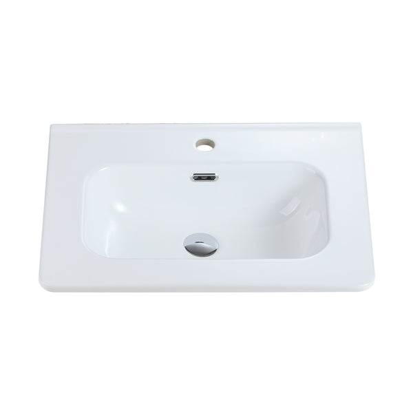 English Elm BB0424Y301, Glossy White Ceramic Integrated Sink – Durable Seamless Design, Easy-Clean Elegant Basin (97) W1865128405