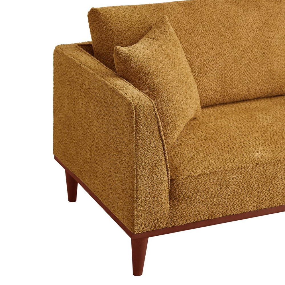 English Elm Indoor Boucle Chaise Lounge with Detachable Ottoman Convertible Daybed Bedroom Reading Nook Orange W5515P438685