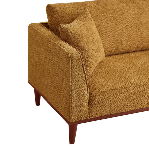 English Elm Indoor Boucle Chaise Lounge with Detachable Ottoman Convertible Daybed Bedroom Reading Nook Orange W5515P438685