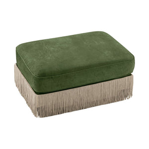 English Elm Ottoman Velvet Tufted Sectional with Tassel Skirt French Luxe Chesterfield Lounge Accent Green W714P450858