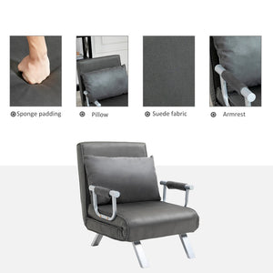 English Elm Single Convertible Sleeper Chair Suede Foam Cushion Chaise for Studio Apartments T3971P383979