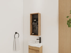 English Elm 12'' Wall Mounted Plywood Storage Cabinet Open Doorless Design with Frosted Bins for Bath W999P470287