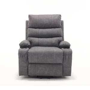 English Elm 21"seat Large Electric Power Lift Recliner Chair with 8-Point Vibration Massage, Lumbar Heat, Remote Control and Cup Holders for Easy Standing Comfort and Pocket Storage Grey W311P316093