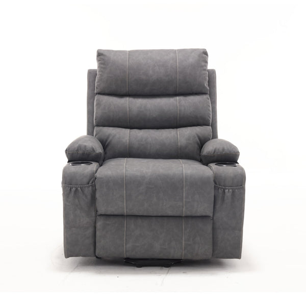 English Elm 21"seat Large Electric Power Lift Recliner Chair with 8-Point Vibration Massage, Lumbar Heat, Remote Control and Cup Holders for Easy Standing Comfort and Pocket Storage Grey W311P316093