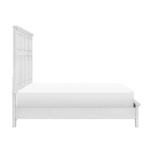 English Elm Antique White Panel King Bed Farmhouse Cottage Wood Frame with Picture Molding B011S01518