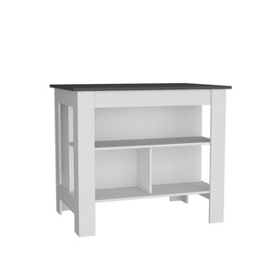 English Elm Kitchen Island Ada Matt Gray/White with Spacious Shelves, Compact 35.4"H x 40.5"W Storage Hub B092P238759