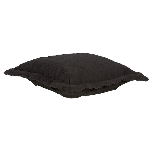 Howard Elliott Puff Ottoman Cushion - Luxurious Faux Fur Cover & Foam For Stylish Home Decor Transformation Black 100% Polyester 310-1090p-howard-elliott