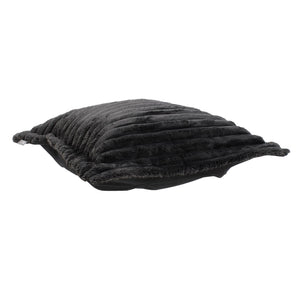 Howard Elliott Puff Ottoman Cover – Luxurious Faux Fur Comfort With Unique Ribbed Design For Chic Home Décor Black 100% Polyester C310-1343-howard-elliott