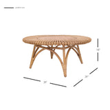 New Pacific Direct Alani Rattan Round Coffee Table w/ Wood Top Honey 39.5 x 39.5 x 18