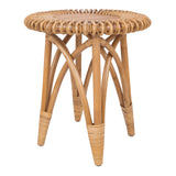 Alani Rattan Round Side/ End Table w/ Wood Top