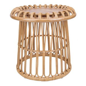 New Pacific Direct Galia Rattan Round Side/ End Table w/ Wood Top Honey 22 x 22 x 22