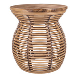 Quito Rattan Side/ End Table  w/ Wood Top
