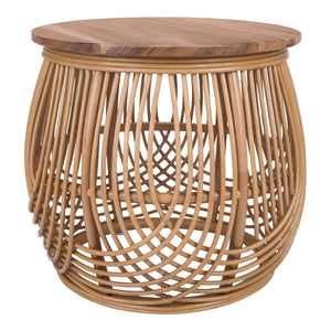 New Pacific Direct Arlo Rattan Side/ End Table w/ Wood Top Honey 22.5 x 22.5 x 19.5