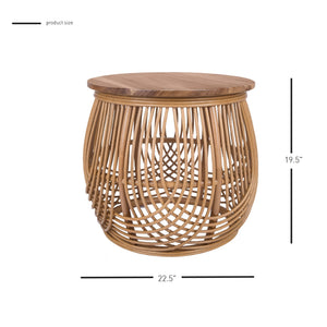 New Pacific Direct Arlo Rattan Side/ End Table w/ Wood Top Honey 22.5 x 22.5 x 19.5