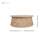 Kamari Rattan Coffee Table w/ Wood Top Natural 3100010-N New Pacific Direct