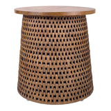 Kamari Rattan Side/End Table w/ Wood Top Canary Brown Black Washed, Brown 3100011-CBBW New Pacific Direct