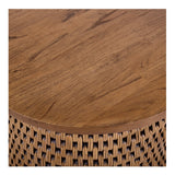 Kamari Rattan Side/End Table w/ Wood Top Canary Brown Black Washed, Brown 3100011-CBBW New Pacific Direct