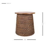 Kamari Rattan Side/End Table w/ Wood Top Canary Brown Black Washed, Brown 3100011-CBBW New Pacific Direct