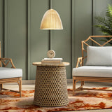 Kamari Rattan Side/End Table w/ Wood Top Natural 3100011-N New Pacific Direct