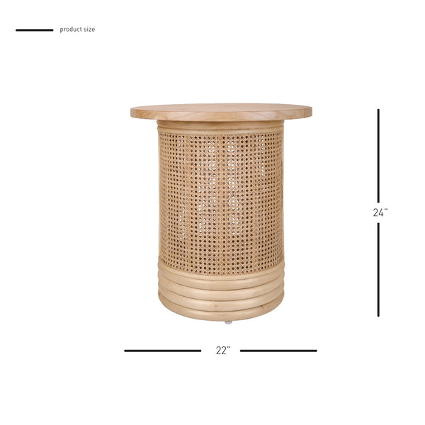 Brisa Rattan Side/End Table w/ Wood Top Natural 3100013 New Pacific Direct