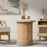 Brisa Rattan Side/End Table w/ Wood Top Natural 3100013 New Pacific Direct