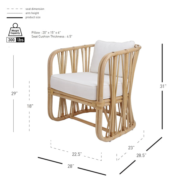Shanaya Rattan Accent Arm Chair Natural 3100018-N New Pacific Direct
