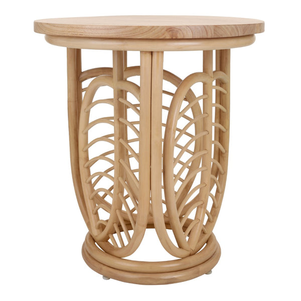 Ayra Rattan Side/End Table w/ Wood Top Natural 3100019 New Pacific Direct
