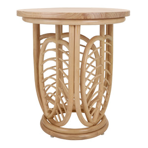 Ayra Rattan Side/End Table w/ Wood Top Natural 3100019 New Pacific Direct