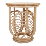 Ayra Rattan Side/End Table w/ Wood Top Natural 3100019 New Pacific Direct