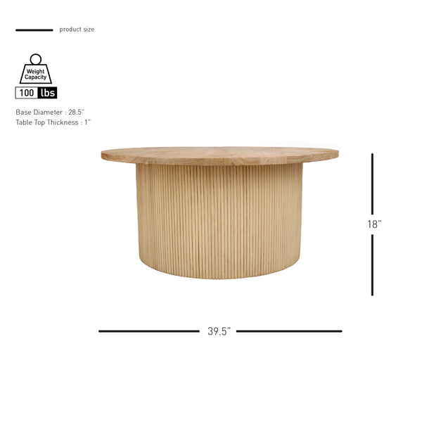 Kiefer Rattan Coffee Table w/ Wood Top Natural 3100022 New Pacific Direct