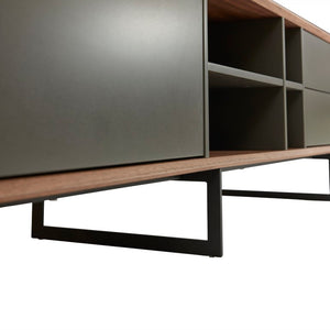 EuroStyle Anderson Walnut Veneer Media Stand with Steel Base for Large Living Rooms 31005GRY-KIT