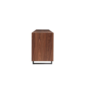 EuroStyle Anderson Walnut Veneer Sideboard with Steel Base Soft Close Drawers and Cable Management 31008GRY-A