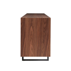 EuroStyle Anderson Walnut Veneer Sideboard with Lacquer Doors and Steel Base for Dining Rooms 31008GRY-KIT