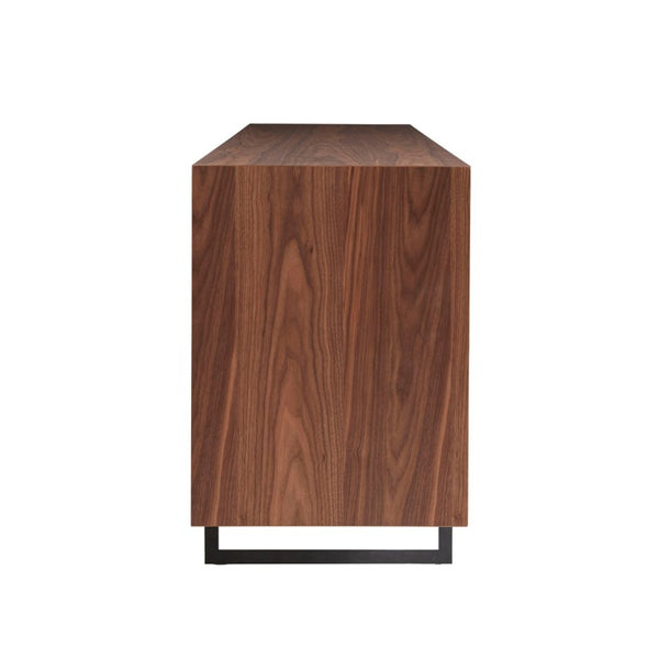 EuroStyle Anderson Walnut Veneer Sideboard with Lacquer Doors and Steel Base for Dining Rooms 31008GRY-KIT