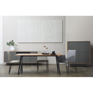 EuroStyle Anderson Walnut Veneer Sideboard with Lacquer Doors and Steel Base for Dining Rooms 31008GRY-KIT