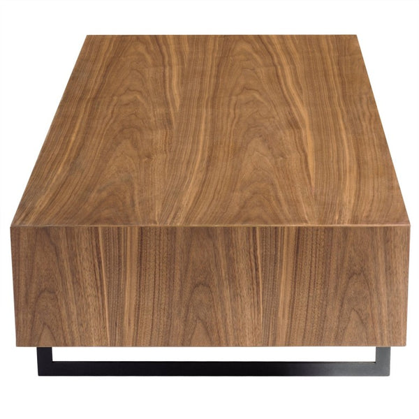 EuroStyle Anderson Walnut Veneer Rectangular Coffee Table with Matte Black Steel Base for Living Rooms 31009WAL