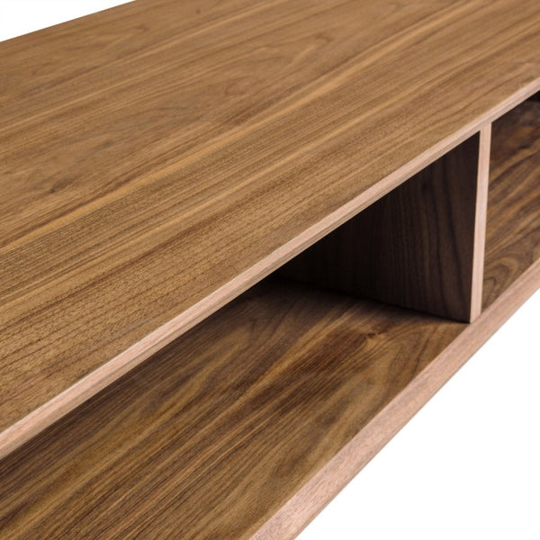EuroStyle Anderson Walnut Veneer Rectangular Coffee Table with Matte Black Steel Base for Living Rooms 31009WAL