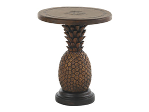 Lexington Tommy Bahama Outdoor Pineapple Table - Elevate Your Outdoor Oasis With A Unique Accent For Refreshments & Style Sienna Wood 3100-200