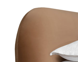 Sunpan Marin Bed - Luxuriously Upholstered With Velvety Kona Camel Fabric And Elegant Curves For Comfort Brown Fabric 111986