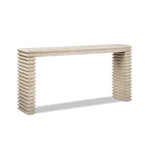 English Elm Veda Reclaimed Pine Whitewashed Geometric Console Table Sculptural Entryway Accent B2719P485495