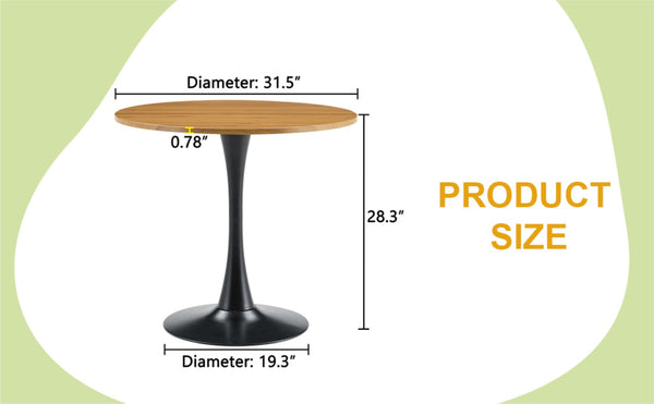 English Elm Round Faux Marble Tulip Pedestal Dining Table Mid Century Modern for Small Bistro Spaces Black,Wood W2920P405350