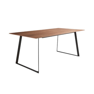 EuroStyle Anderson Walnut Veneer Dining Table Seats Six with Matte Black Steel Base 31010WAL-A