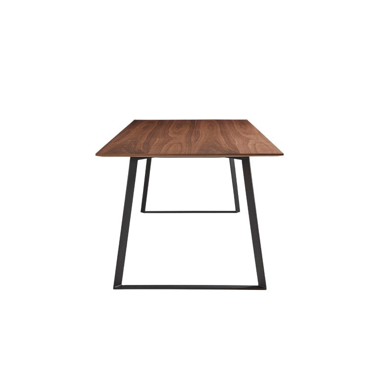 EuroStyle Anderson Walnut Veneer Dining Table Seats Six with Matte Black Steel Base 31010WAL-A