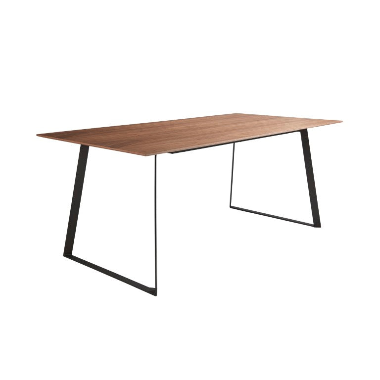 EuroStyle Anderson Walnut Veneer Rectangular Dining Table Seats 6 with Powder Coated Steel Base 31010WAL-KIT