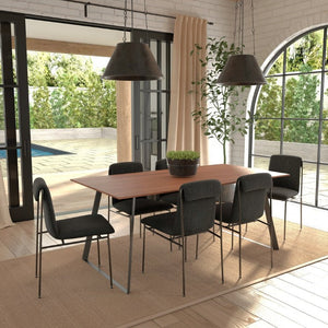EuroStyle Anderson Walnut Veneer Rectangular Dining Table Seats 6 with Powder Coated Steel Base 31010WAL-KIT