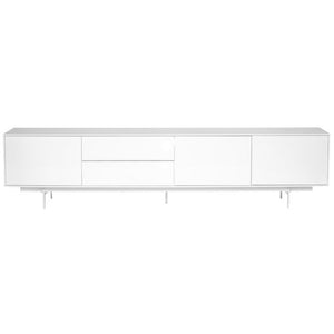 EuroStyle Birmingham Gloss White Lacquer Media Stand Wide Low Profile Modern TV Console 31015WHT-A
